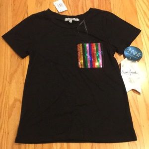 black shirt with glitter pocket